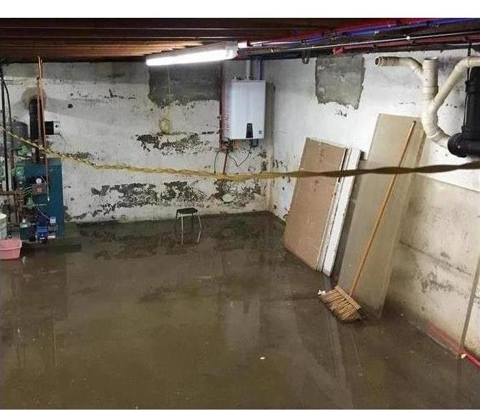 Basement of a building with water 