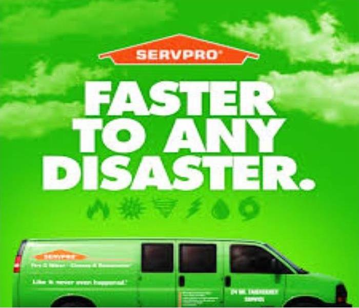 servpro van, words that say faster to any disaster 