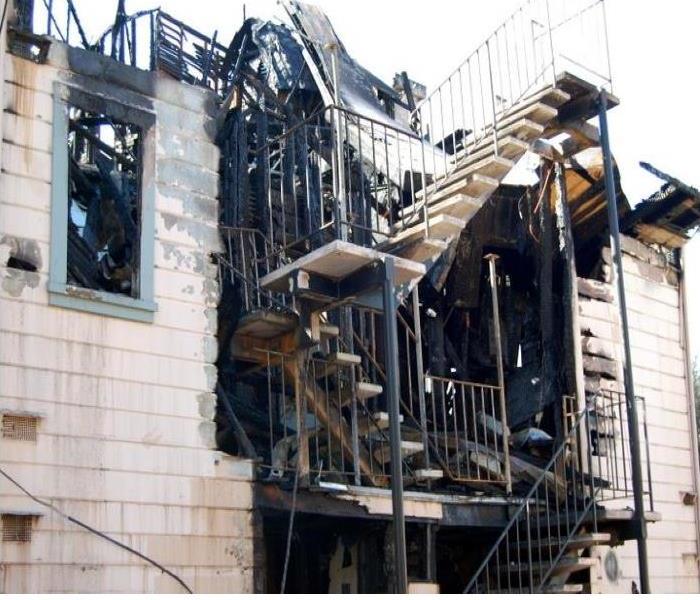 commercial building with fire damage